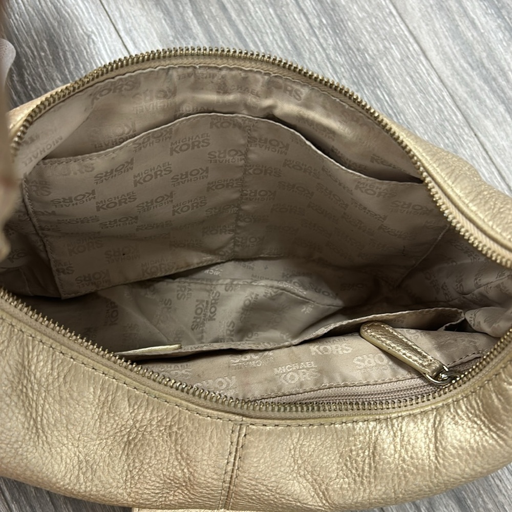Michael Kors Gold Metallic Leather Hobo Shoulder Bag - Picture 8 of 8